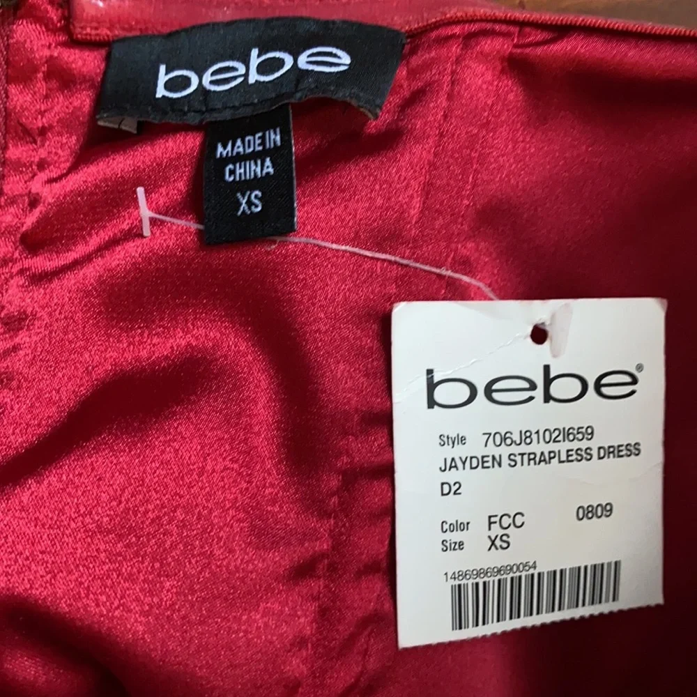 NWT Bebe XS Jayden Strapless Firecracker Red Dress NYE Christmas - Picture 5 of 6